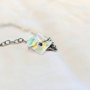 Unique Crystal Square Geometric Necklace Handmade